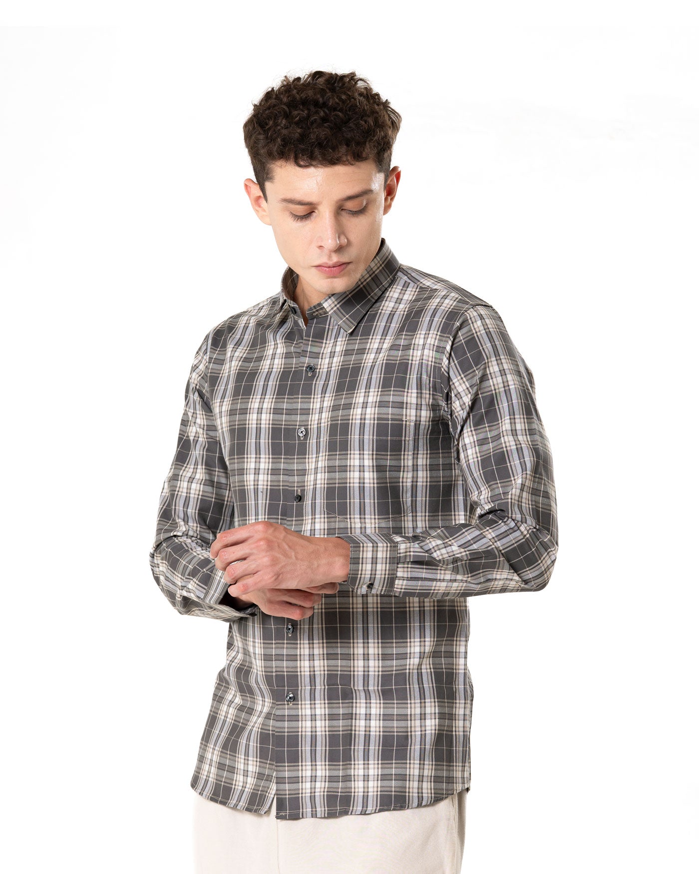Senza Green Cotton Checks Shirt - Bullane
