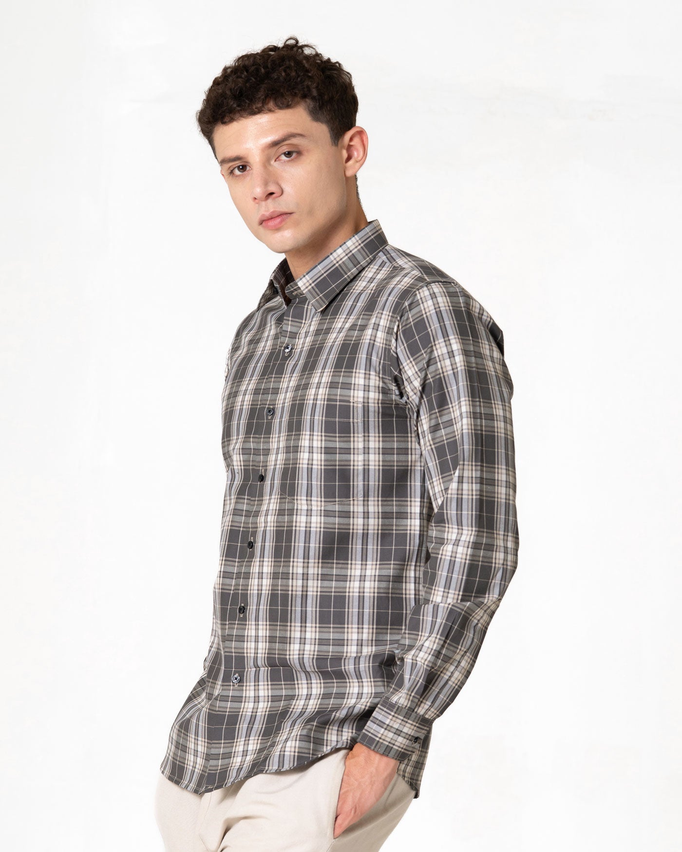 Senza Green Cotton Checks Shirt - Bullane