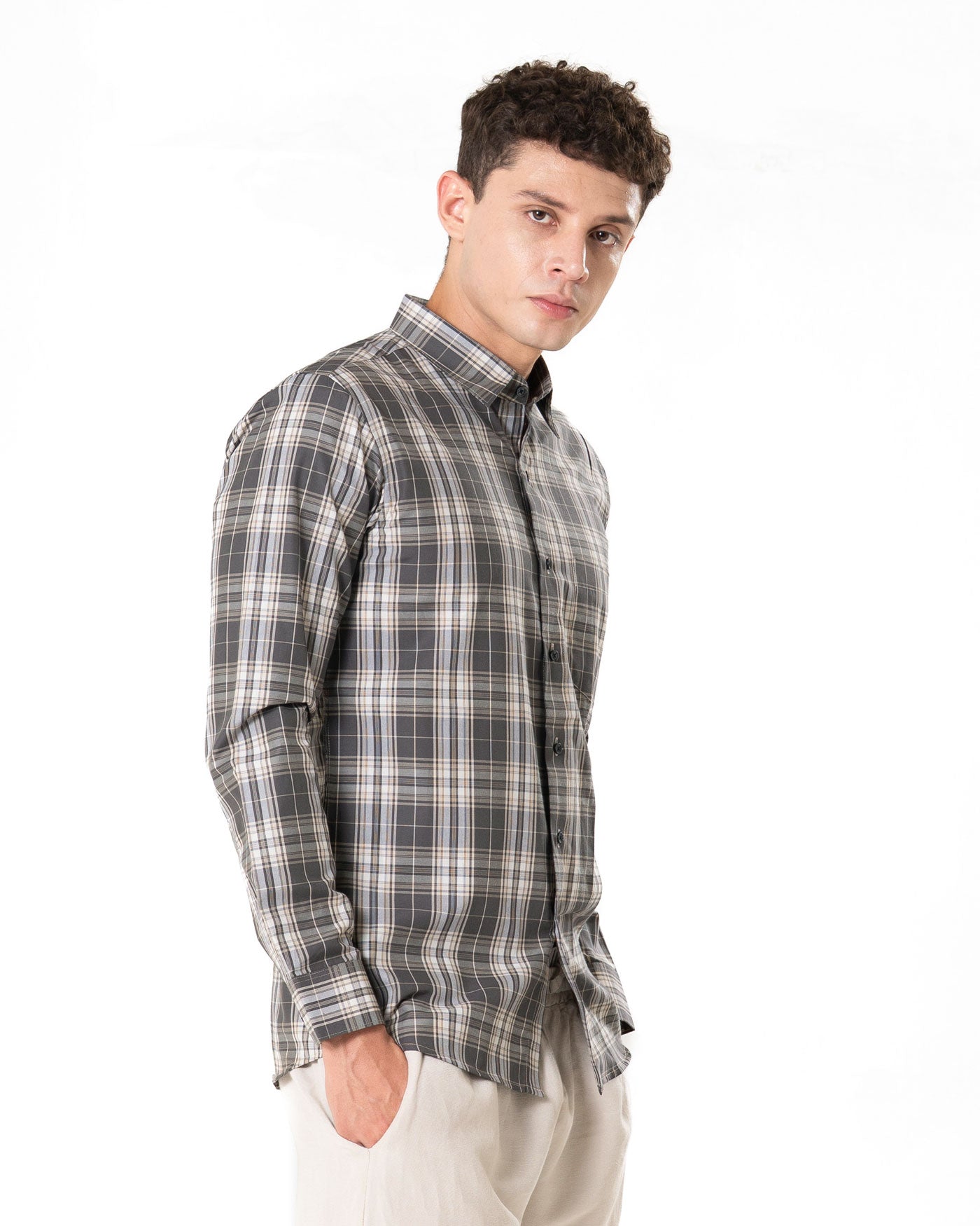 Senza Green Cotton Checks Shirt - Bullane