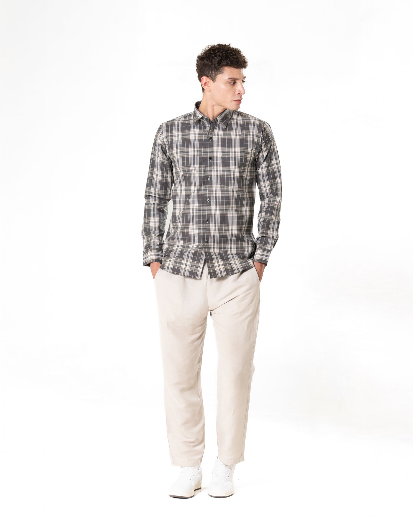 Senza Green Cotton Checks Shirt - Bullane