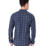 Senza Navy Blue Cotton Checks Shirt - Bullane