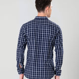 Senza Navy Blue Cotton Checks Shirt