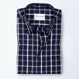 Senza Navy Blue Cotton Checks Shirt