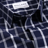 Senza Navy Blue Cotton Checks Shirt