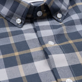 Murcia Navy Blue Cotton Checks Button Down Shirt - Bullane