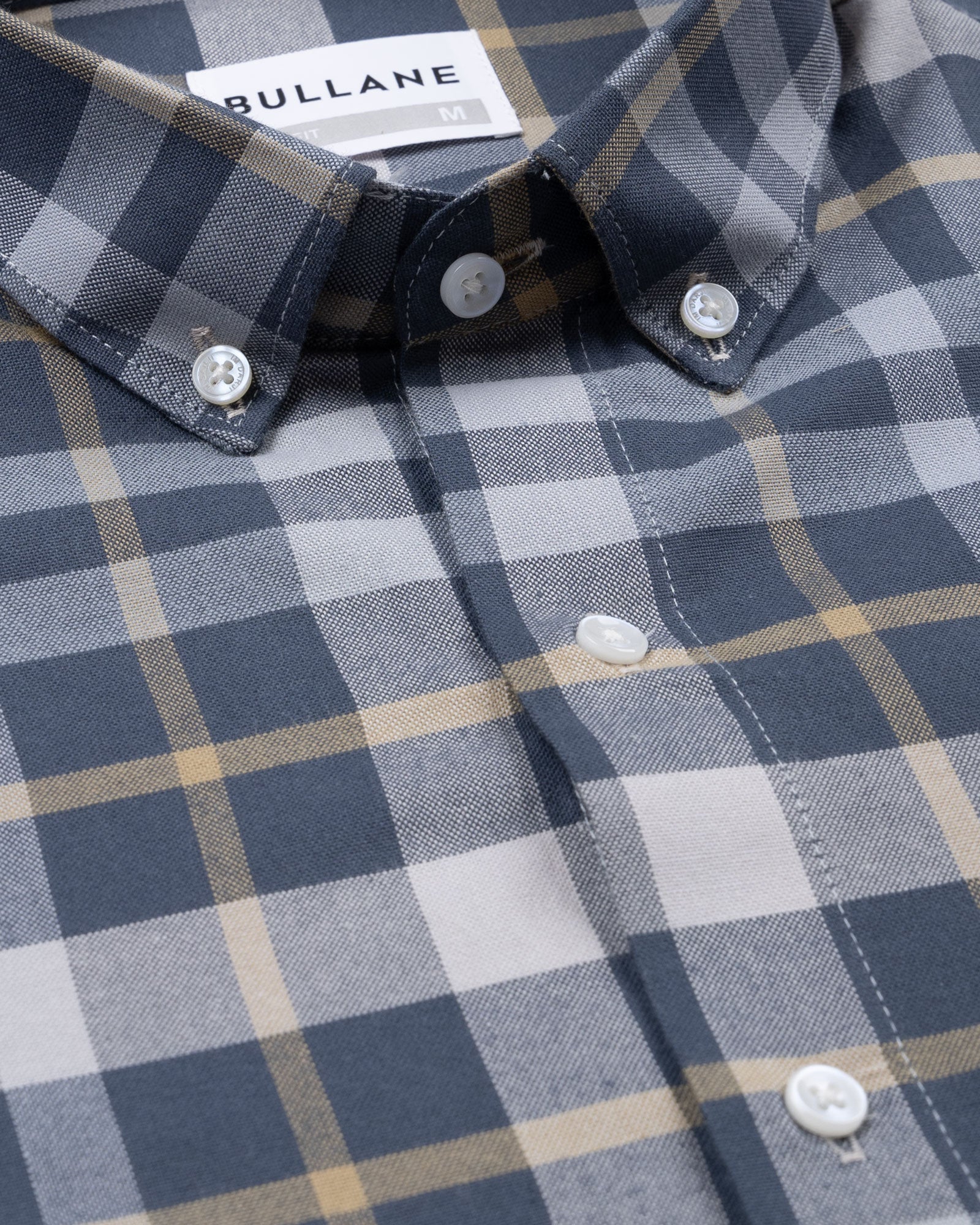 Murcia Navy Blue Cotton Checks Button Down Shirt - Bullane