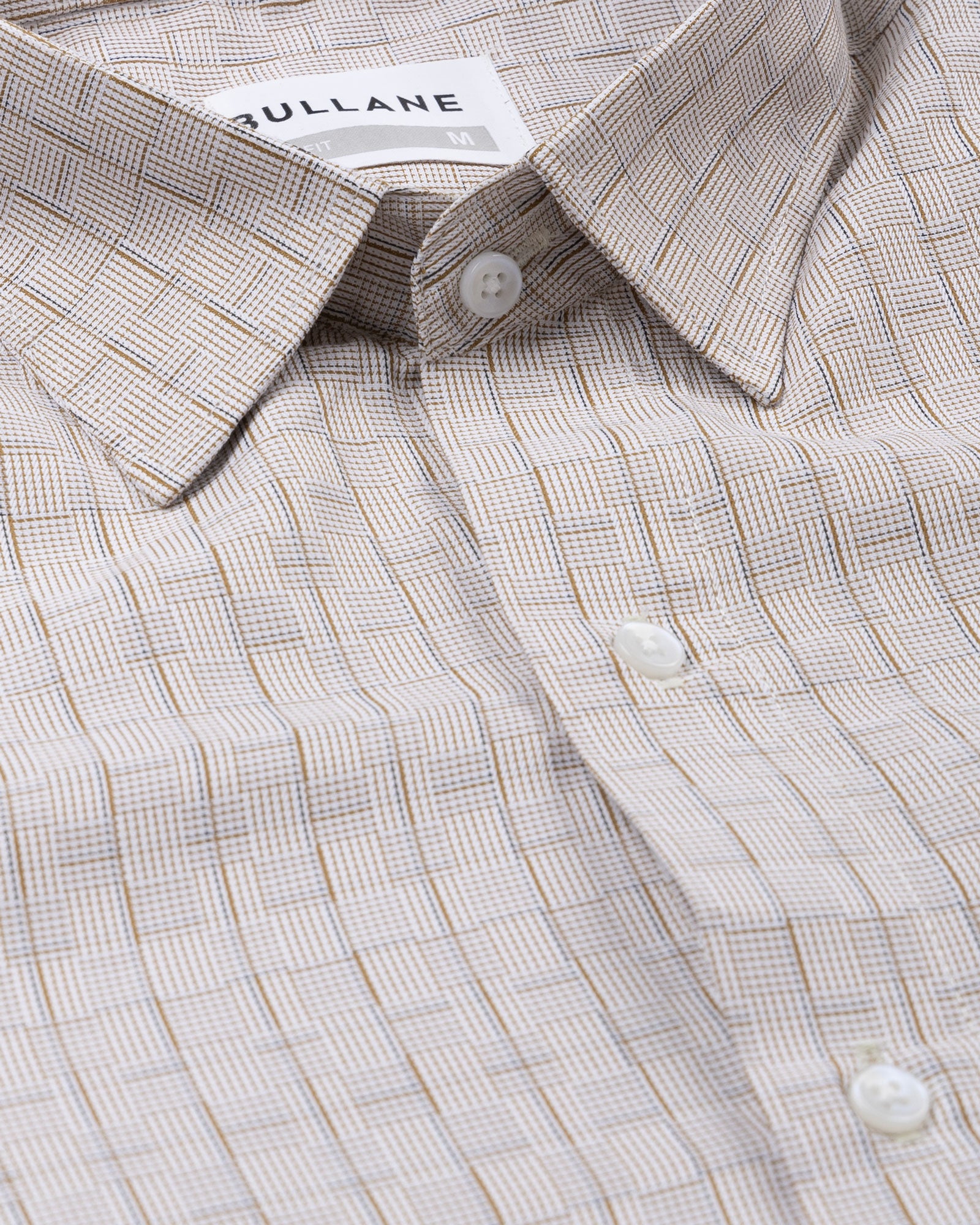 Amster Brown Cotton Geometric Print Shirt - Bullane