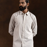 Amster Brown Cotton Geometric Print Shirt