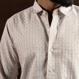 Amster Brown Cotton Geometric Print Shirt