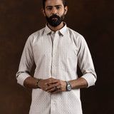 Amster Brown Cotton Geometric Print Shirt