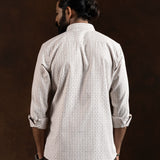 Amster Brown Cotton Geometric Print Shirt