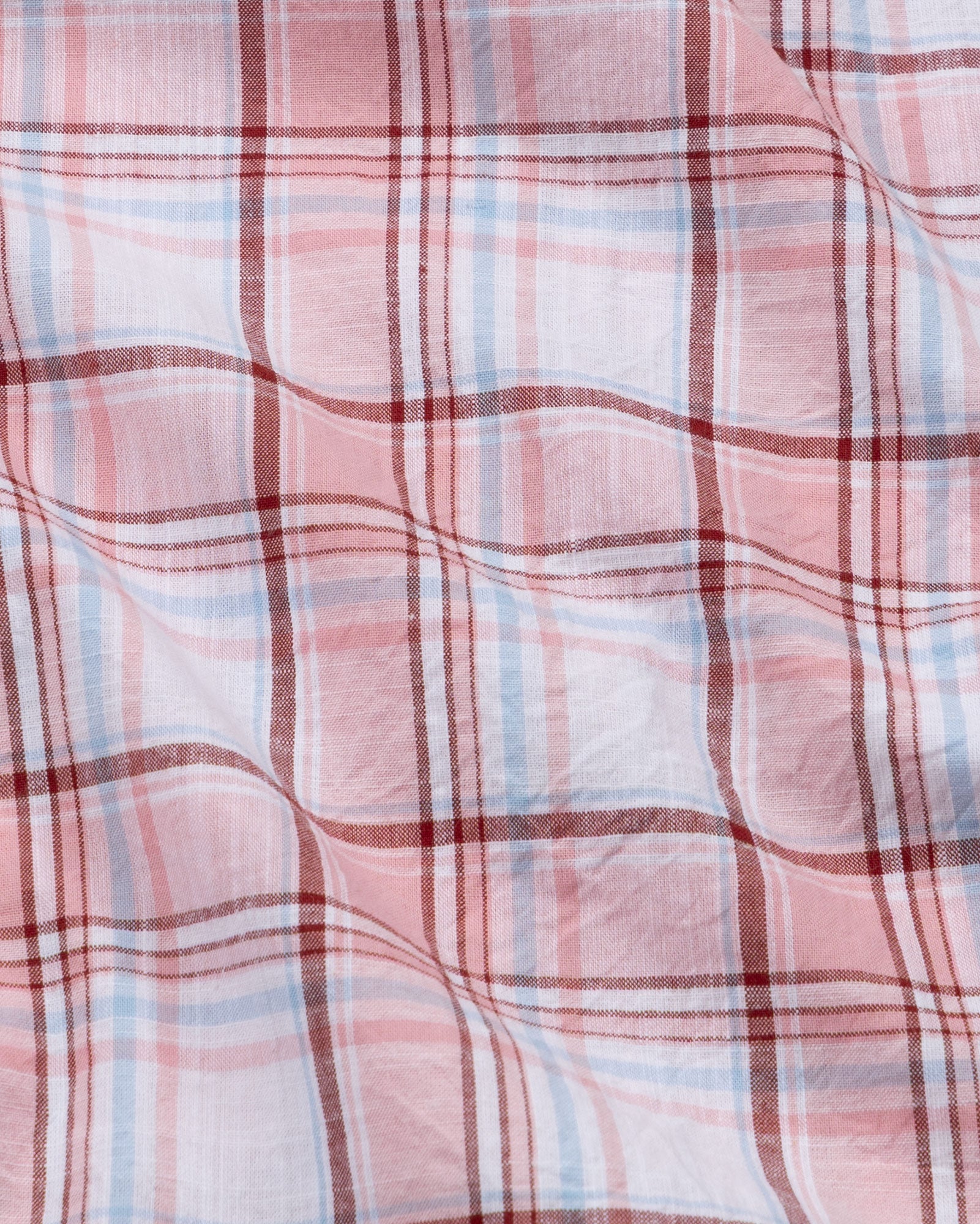 Tarvik Pink Linen Checks Mandarin Shirt - Bullane