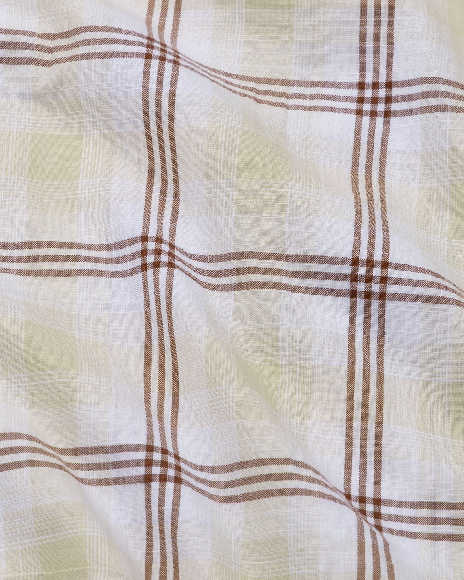 Tarvik Yellow Linen Checks Mandarin Shirt - Bullane