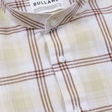 Tarvik Yellow Linen Checks Mandarin Shirt - Bullane