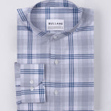 Tarvik Grey Linen Checks Mandarin Shirt - Bullane