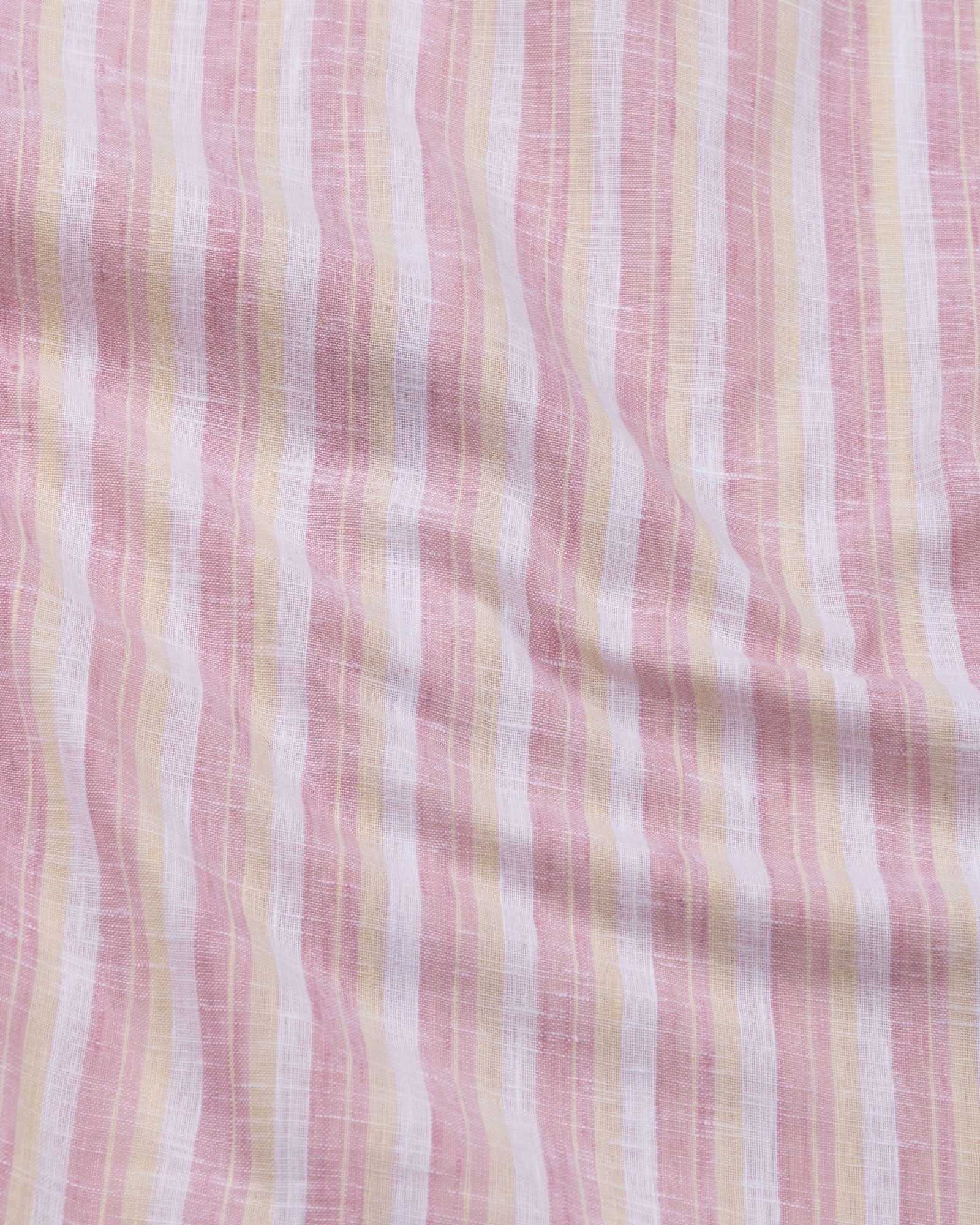 Crest Pink Linen Stripe Mandarin Shirt - Bullane