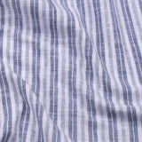 Crest Navy Linen Stripe Mandarin Shirt - Bullane