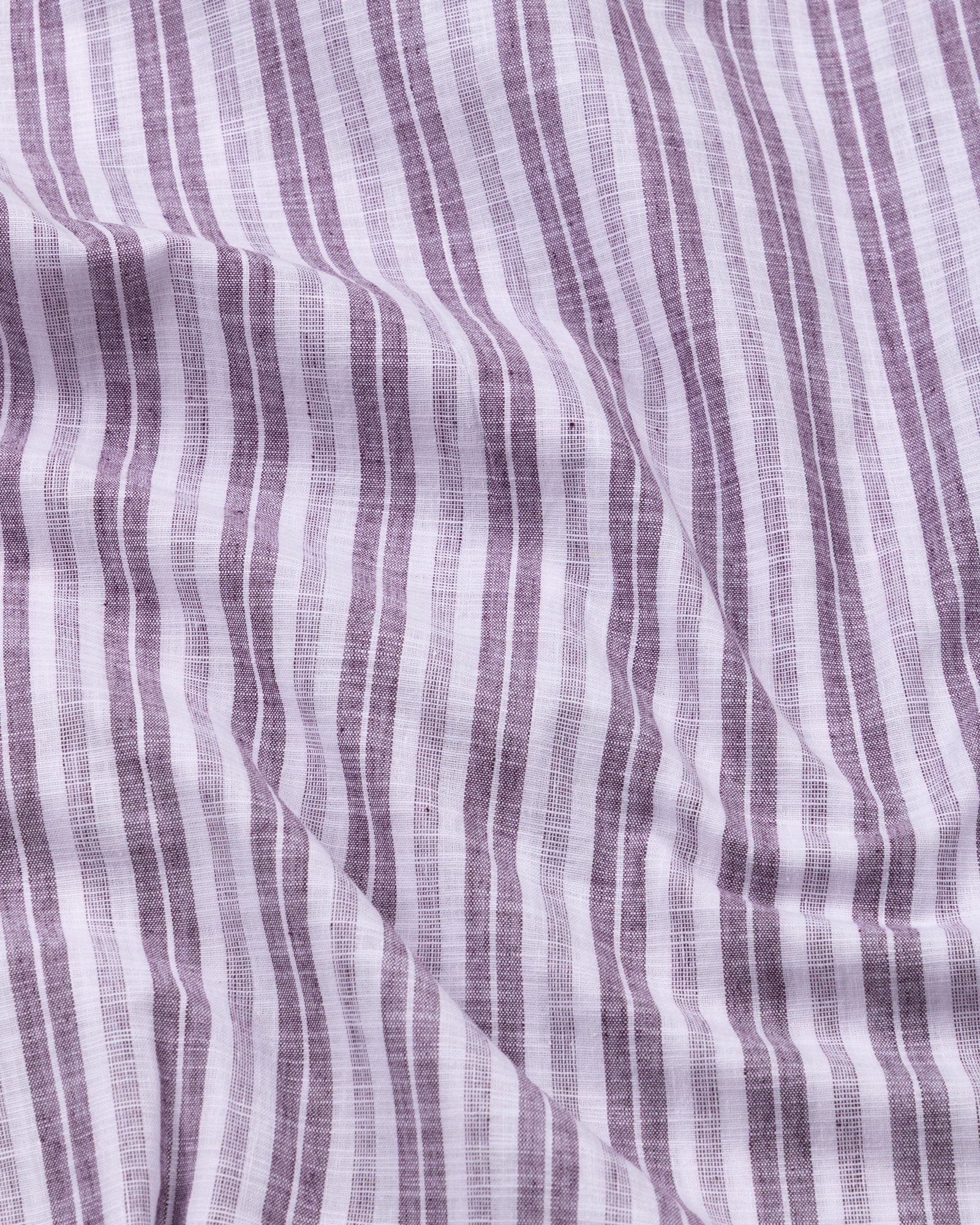 Crest Purple Linen Stripe Mandarin Shirt - Bullane
