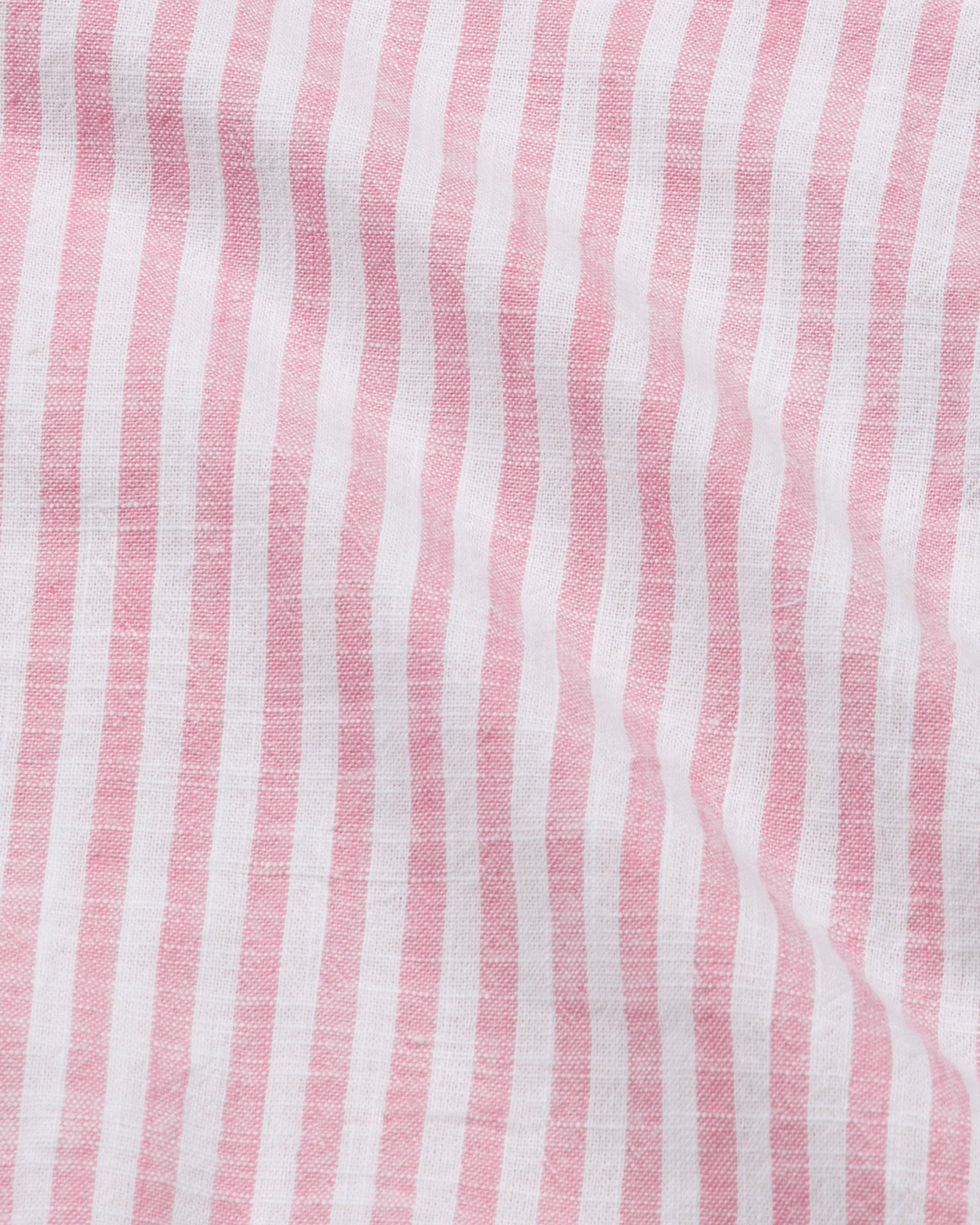 Brisk Pink Linen Stripe Mandarin Shirt - Bullane