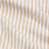 Brisk Brown Linen Stripe Mandarin Shirt - Bullane
