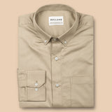 Zawro Beige Cotton Plain Button Down Shirt - Bullane