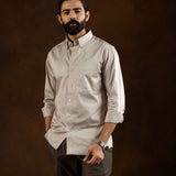 Zawro Beige Cotton Plain Button Down Shirt