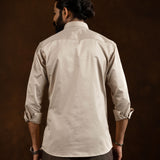 Zawro Beige Cotton Plain Button Down Shirt