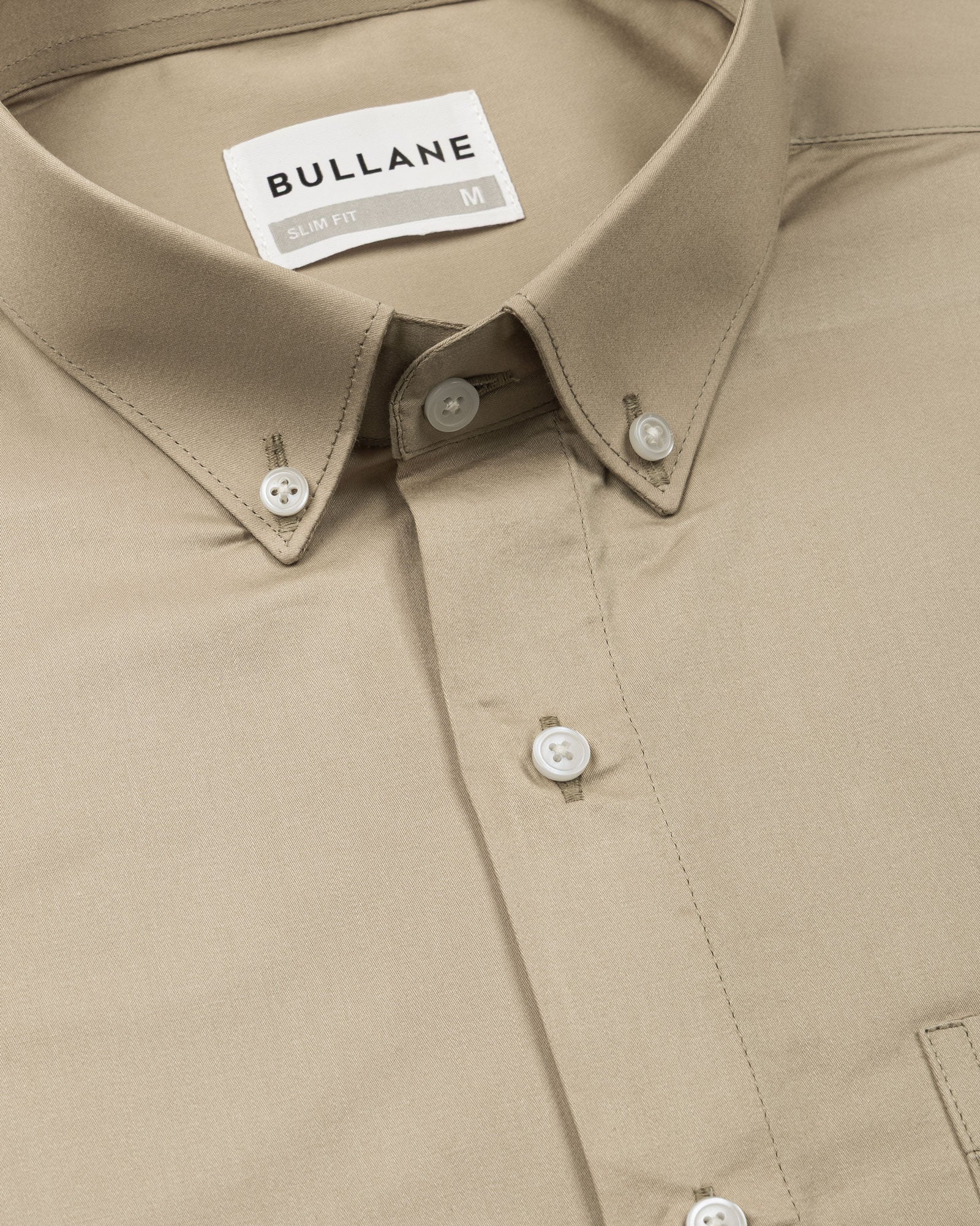 Zawro Beige Cotton Plain Button Down Shirt - Bullane