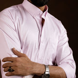Zawro Pink Cotton Plain Button Down Shirt