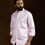 Zawro Pink Cotton Plain Button Down Shirt