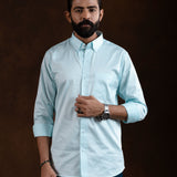 Zawro Sky Blue Cotton Plain Button Down Shirt