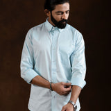 Zawro Sky Blue Cotton Plain Button Down Shirt