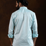 Zawro Sky Blue Cotton Plain Button Down Shirt