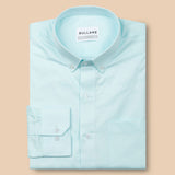 Zawro Sky Blue Cotton Plain Button Down Shirt - Bullane