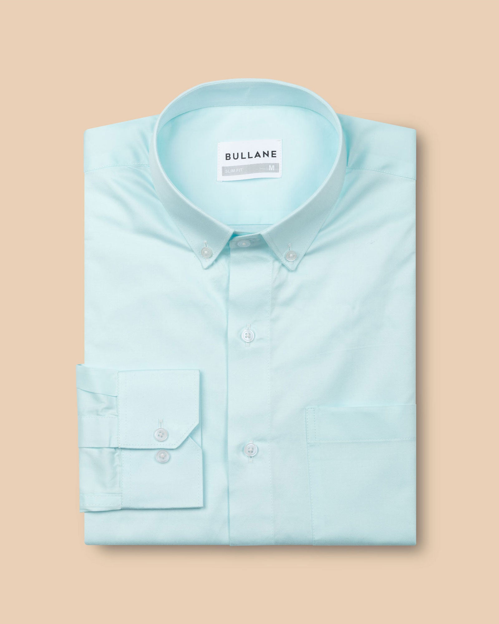 Zawro Sky Blue Cotton Plain Button Down Shirt - Bullane