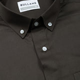 Zawro Charcoal Grey Cotton Plain Button Down Shirt - Bullane