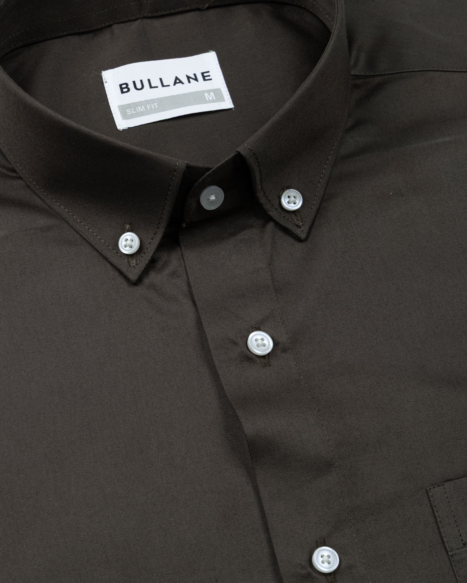 Zawro Charcoal Grey Cotton Plain Button Down Shirt - Bullane