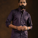 Zawro Purple Cotton Plain Button Down Shirt
