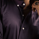 Zawro Purple Cotton Plain Button Down Shirt