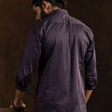 Zawro Purple Cotton Plain Button Down Shirt