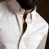 Zawro Cream Cotton Plain Button Down Shirt