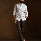 Zawro Cream Cotton Plain Button Down Shirt