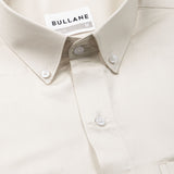 Zawro Cream Cotton Plain Button Down Shirt - Bullane