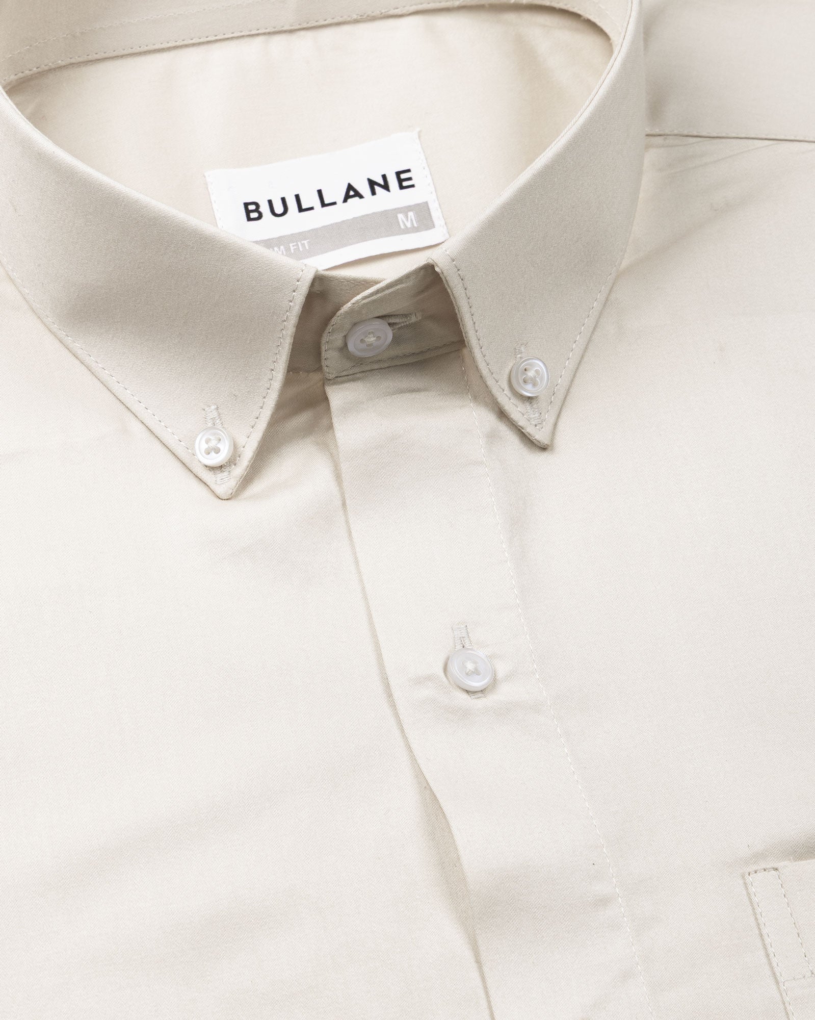 Zawro Cream Cotton Plain Button Down Shirt - Bullane