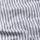 Axelts Black Linen Stripe Mandarin Shirt - Bullane