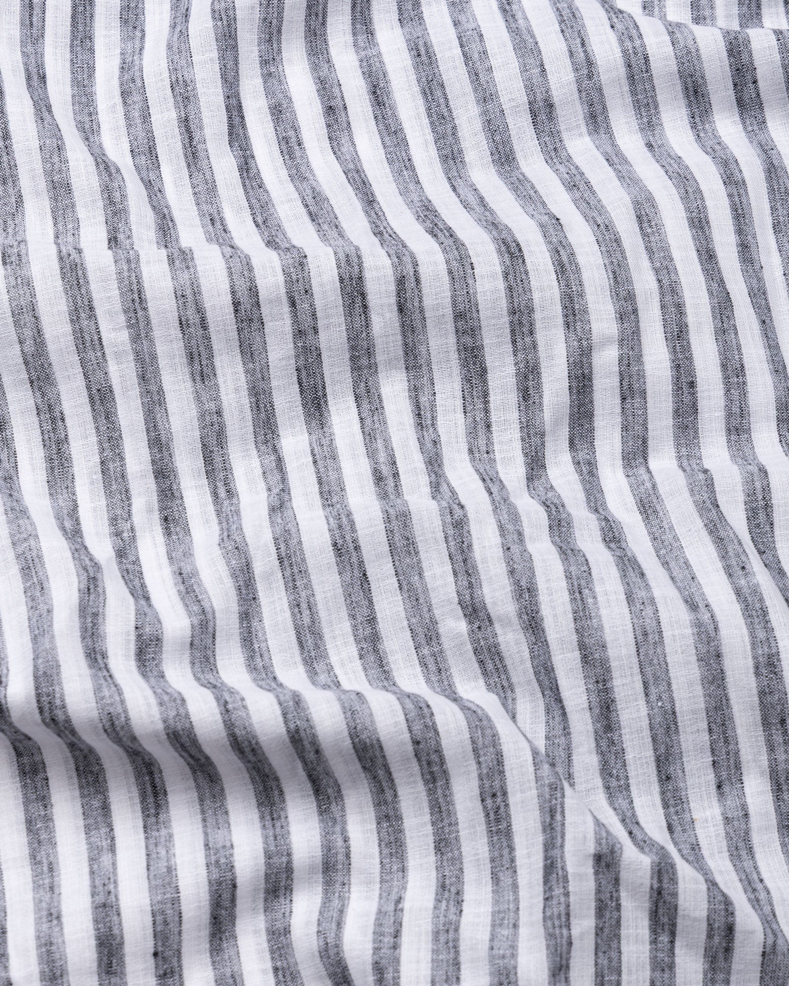 Axelts Black Linen Stripe Mandarin Shirt - Bullane