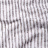 Axelts Brown Linen Stripe Mandarin Shirt - Bullane
