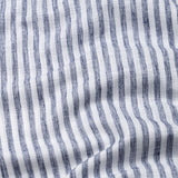 Axelts Navy Blue Linen Stripe Mandarin Shirt - Bullane