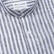 Axelts Navy Blue Linen Stripe Mandarin Shirt - Bullane