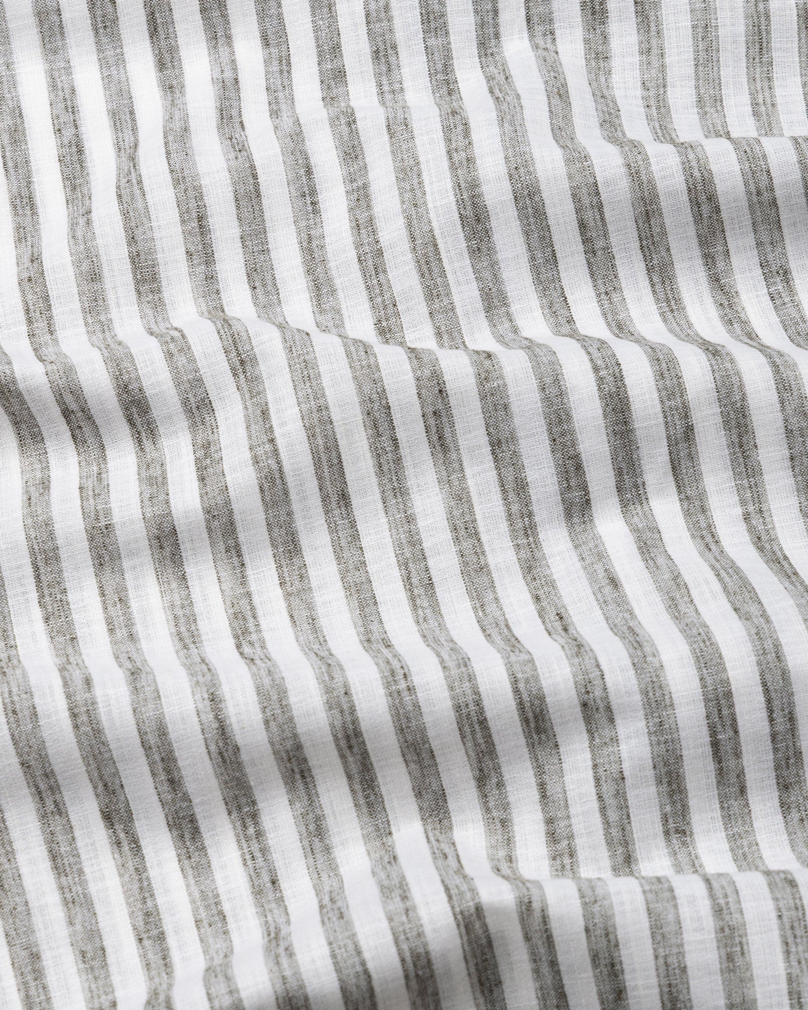 Axelts Green Linen Stripe Mandarin Shirt - Bullane